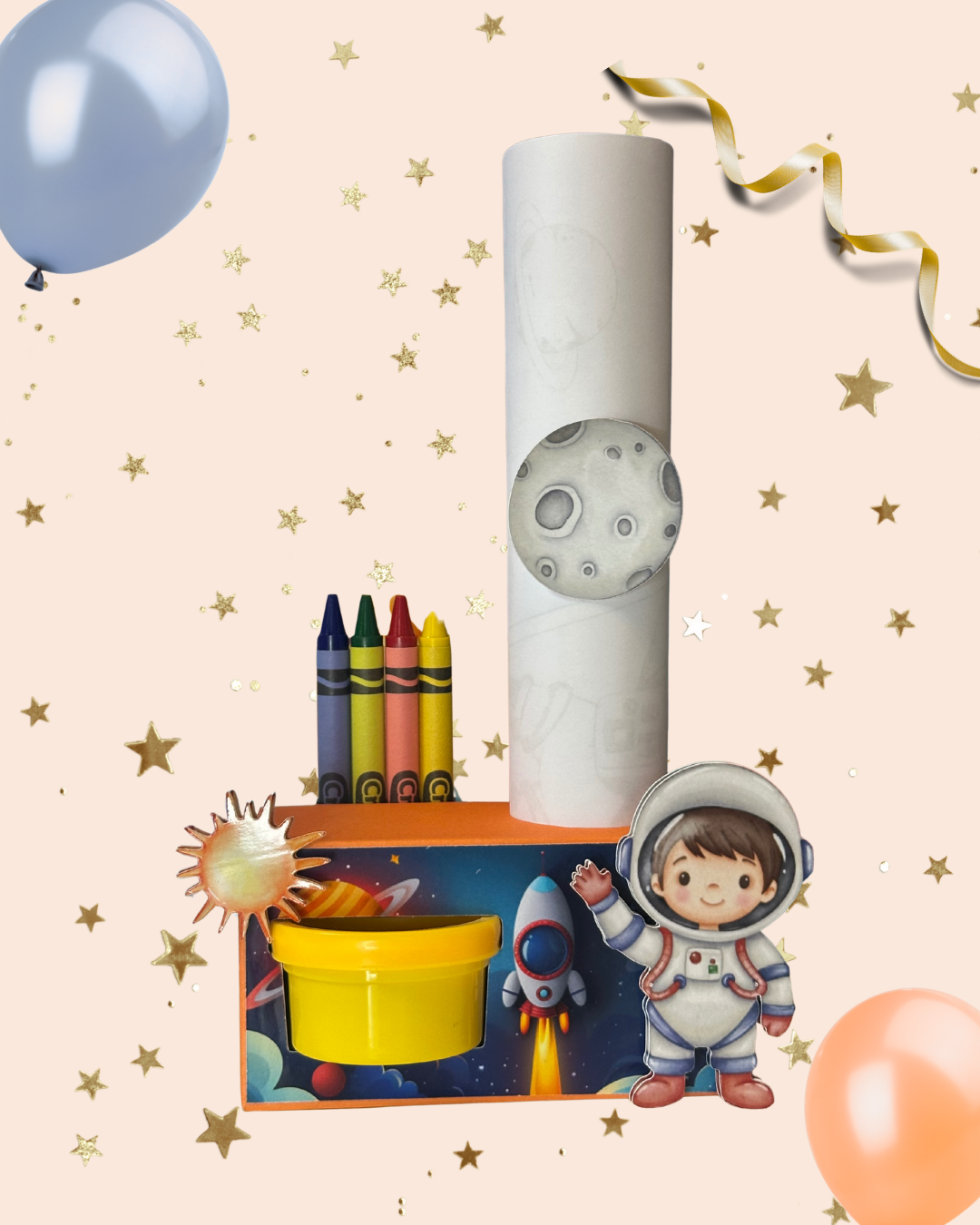 Astronaut Kleur- & Knutseltraktatie met Naam – Ruimte Thema