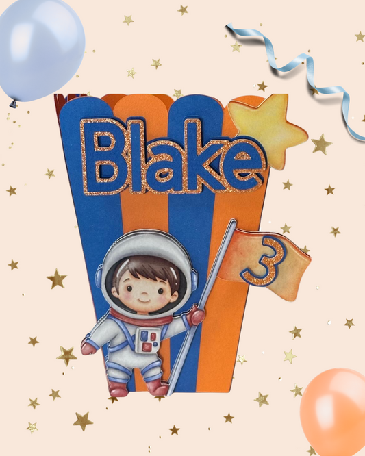 Gepersonaliseerd Traktatiebakje – Astronaut Thema met Naam & Leeftijd