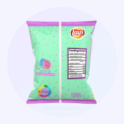 Gepersonaliseerd Chipszakje Candyland Thema – Kleurrijke Traktatie met Naam & Leeftijd voor Kinderfeestje