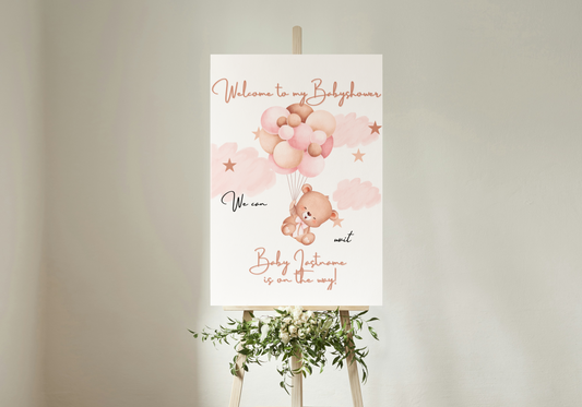 Gepersonaliseerd Welkomstbord Babyshower – Met Naam, Datum & Thema naar Keuze