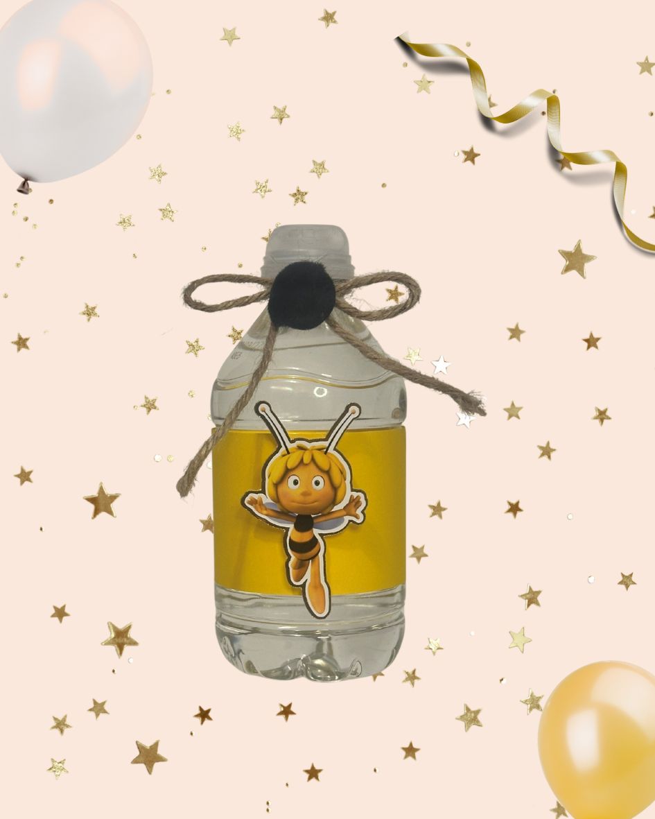 3D Waterflesjes met Strik en Thema Sticker – Eenhoorn of Eigen Thema